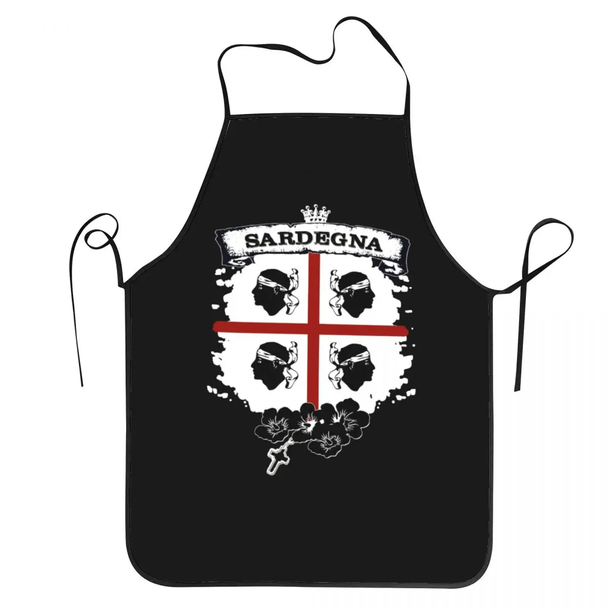 Sardinia Flag Four Moors Bib Apron Adult Women Men Chef Tablier Cuisine for Cooking Kitchen Italy Sardegna Coat of Arms Baking