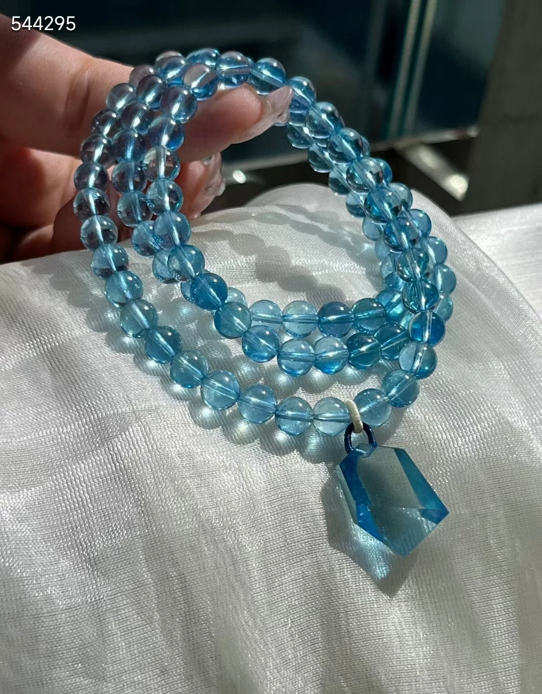 Natural Deep Blue Aquamarine Beads Bracelet 6.6mm Faceted Pendant Women Men Gift Fashion Brazil Blue Aquamarine Jewelry AAAAA