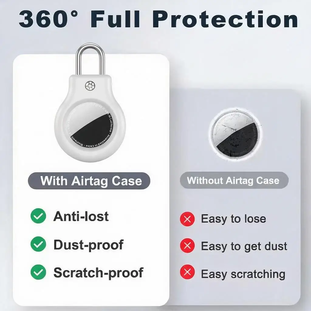 GITFOS AirTag Hollow PC Protective Case Metal U-Lock Keychain Anti Lost Holder For Apple AirTag Pet Collar Backpack Luggage Keys