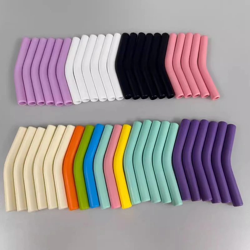 6Pcs/Set Soft Silicone Straw Covers Tips for 9mm Wide Reusable Stainless Steel Straws Nozzles Fit - Kitchen & Dining Accessories