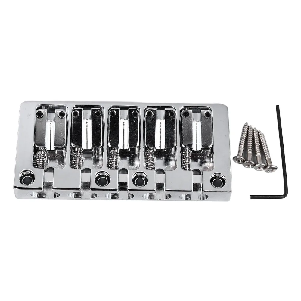 5 String Bass Bridge​ ​Micro Adjustable​ ​Locking Screws Fixing​ ​Flip Top Micro Adjustable Bass Bridge ​Black/​Silver Flip Top