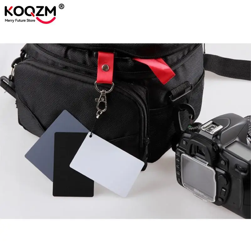 3 In 1 White Black Grey Balance Cards 18 Degree Gray Card S Size With Neck Strap Photography Accessories For Digital Cameras