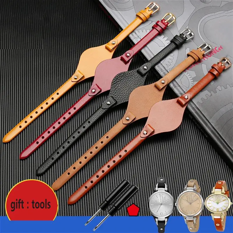 Correas de reloj de cuero genuino para Fossil ES3077 ES2830 ES3262 ES3060 correas de reloj elegantes para mujer pulsera pequeña