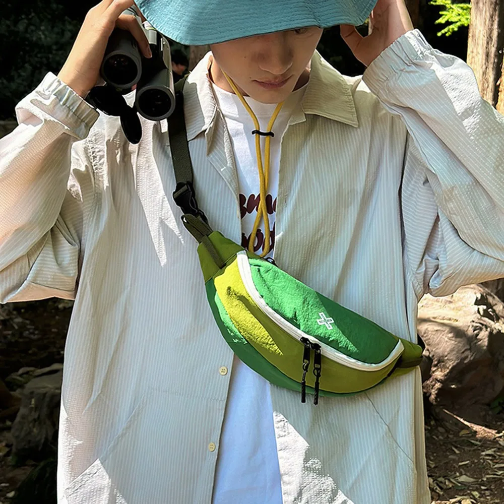 Спортивная нагрудная сумка большой емкости, нейлоновая цветная контрастная сумка через плечо, многофункциональная мужская поясная сумка в корейском стиле, унисекс