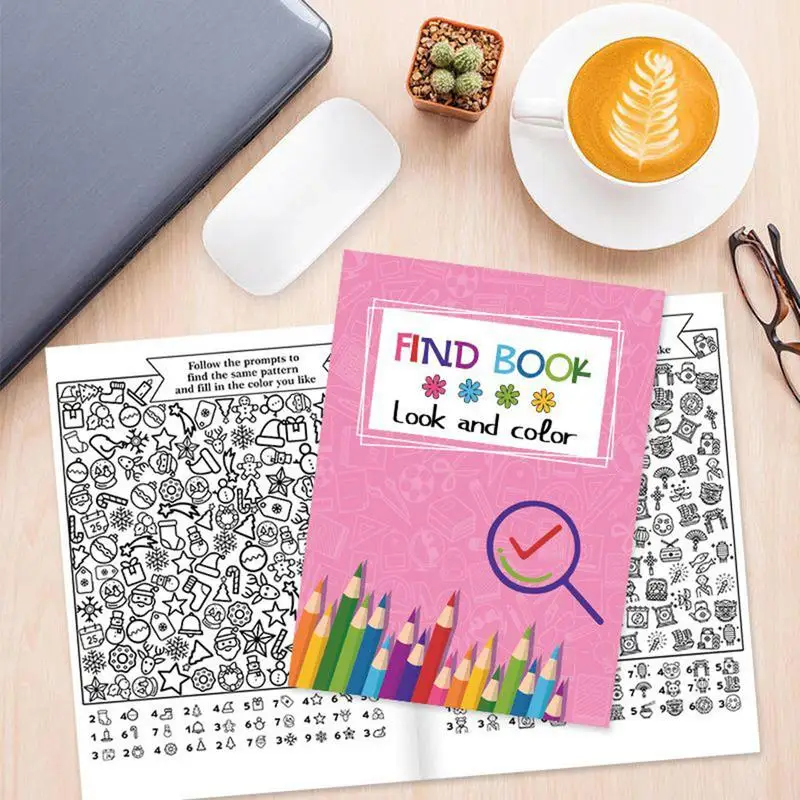 Encuentra un libro para mirar y colorear, actividades para colorear de dibujos animados, relajación para adolescentes, juguete compacto creativo para niños y niñas, juguete de Color para mirar y encontrar