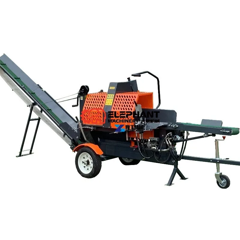 Heavy Duty Petrol Hydraulic Wood Cutting Machine, Firewood Processor Log Splitter for Commercial Farm Timber Wood Processing