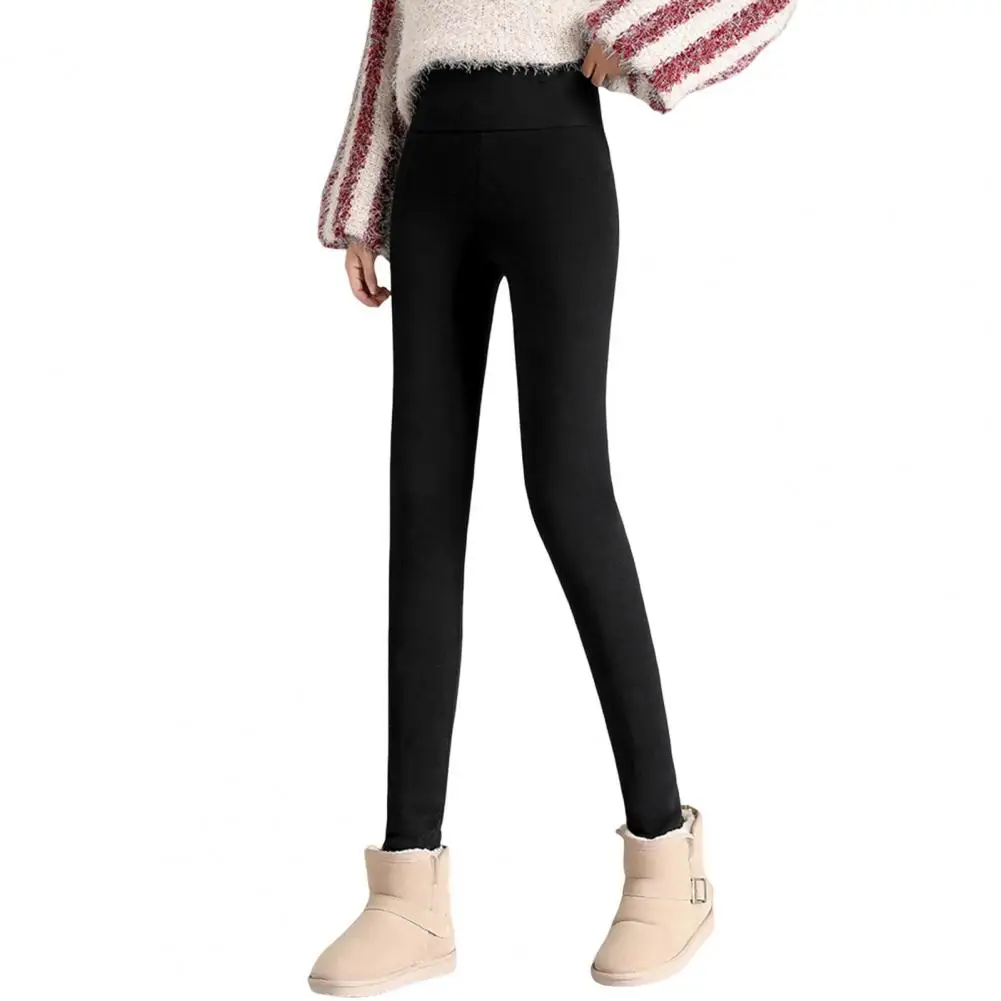 Leggings elastici a vita alta Leggings a vita alta da donna invernali Pantaloni skinny elastici con fodera in pile spesso per il freddo