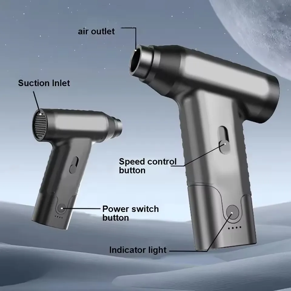 Mini Electric Air Duster & Vacuum – 110K RPM Cordless 2 in 1 Keyboard Cleaner with Adjustable Speed – Portable Dust Removal Tool