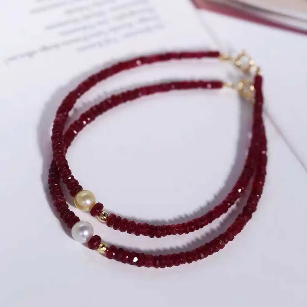 Earth Mined 7.5 Inches Long Red Ruby Round Cut Beads Bracelet Bless Thanksgiving Day Healing Classic Spirituality Taseel