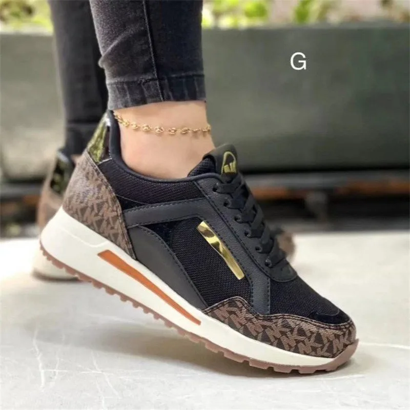 Tamanho grande primavera moda respirável leve casual confortável sapatos femininos versátil fundo plano sapatos esportivos femininos
