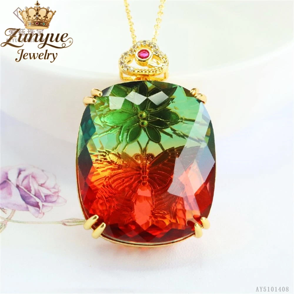 الراقية الزجاج الملون فراشة زهرة قلادة فاخرة جودة الأزياء الجميلة مجوهرات رائعة أنيقة شعبية سحر الشباب هدية