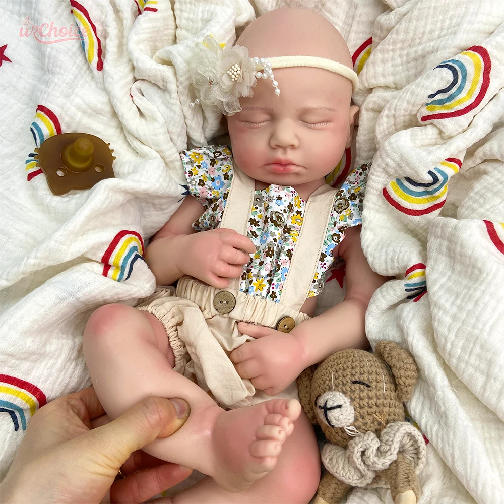20 "Occhi chiusi Dormire Bambola appena nata Silicone Reborn Baby Doll Ragazza e ragazzo Giocattolo per bambini ponderato Simpatico regalo di Natale da collezione