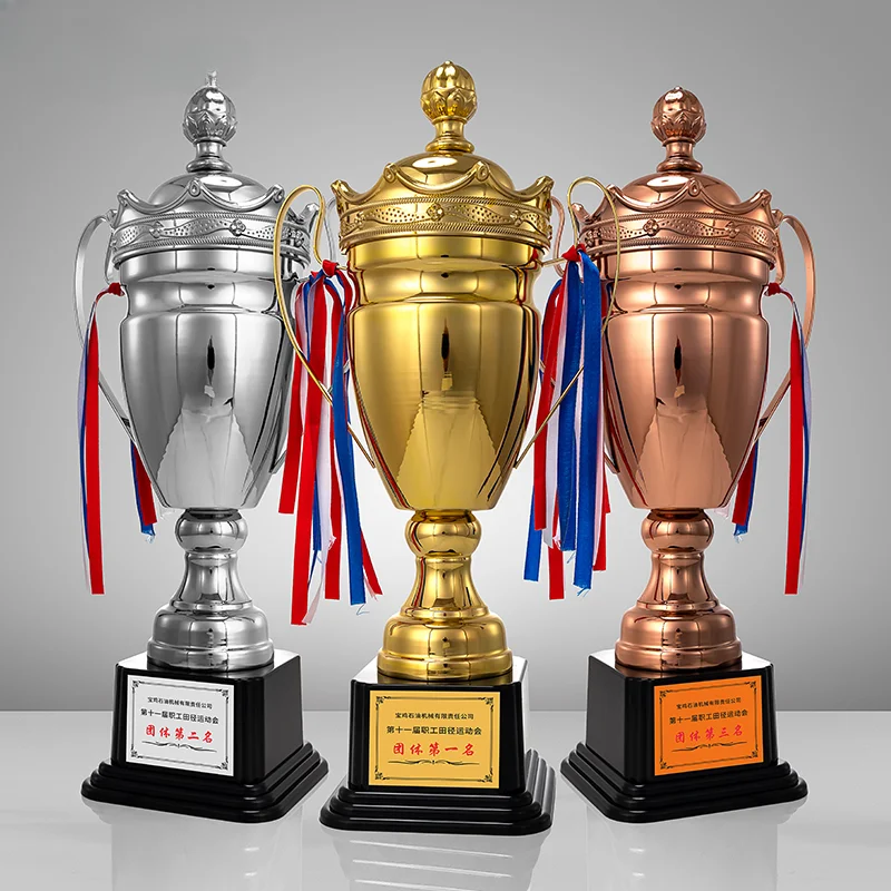 Metal trophy Customized sports competition Champion runner-up awards Gold silver and bronze medals basketball honors Customized