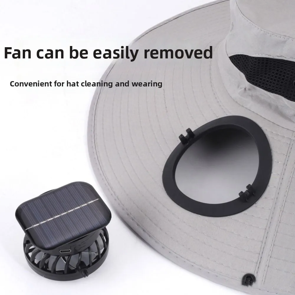 Long Endurance Dual Fan Solar Fan Hat Breathable 3 Speeds Summer Fan Visor Cap Lightweight Strong Wind Fishing Bucket Hat Beach
