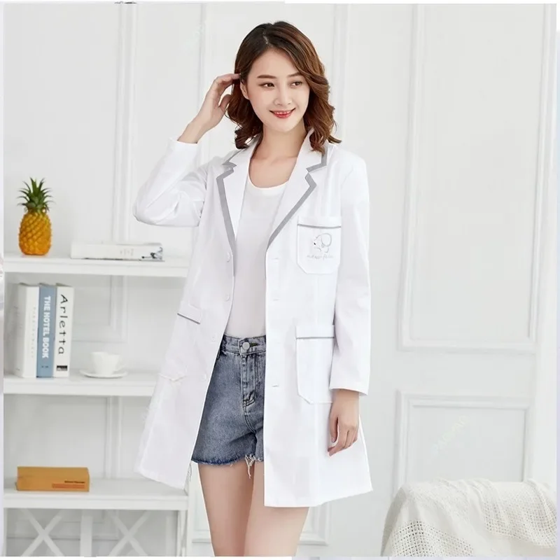 Custom Logo Beauty Uniform Beautician Skin Manager Work Clothes Spa Uniform White Large Size Short-sleeve Lab Coat Salon Scrubs