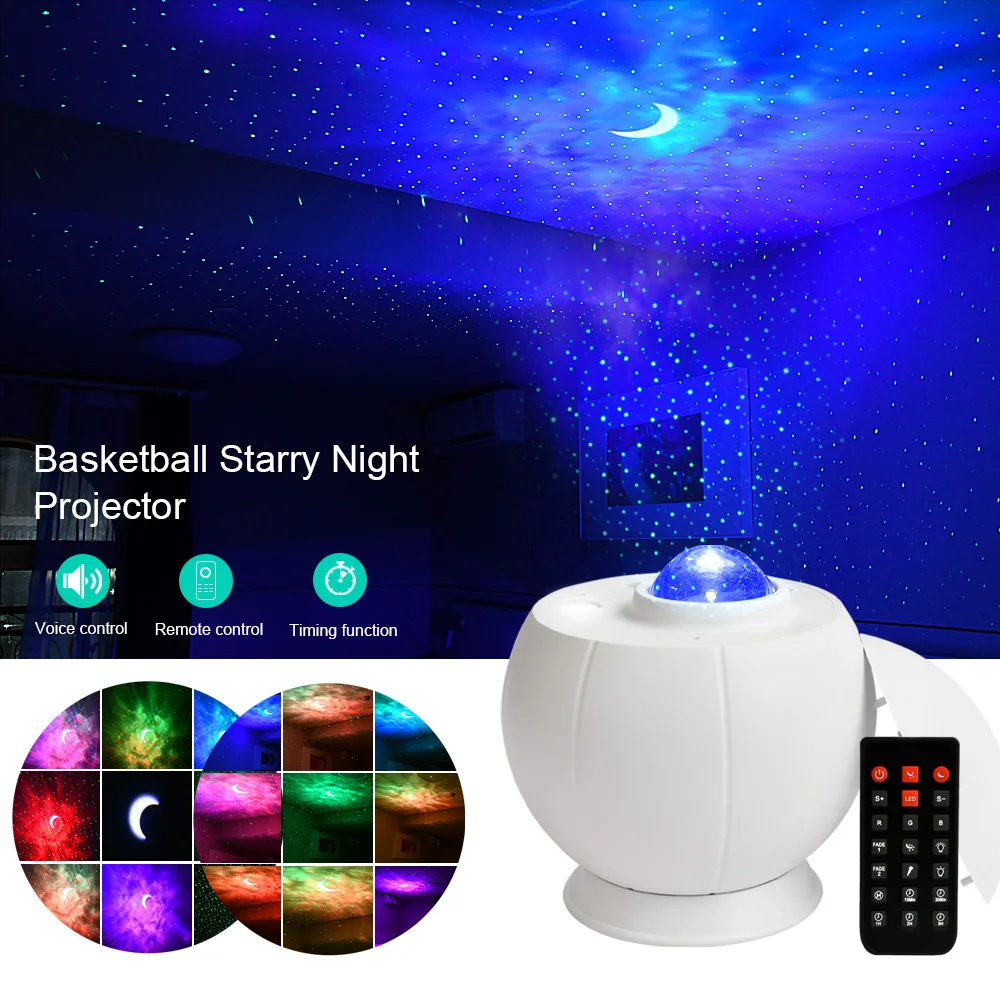 

Starry Basketball Projector Night Light Rotating Sky Moon Lamp Galaxy Lamps Home Bedroom DecorationStarlight Christmas Lights