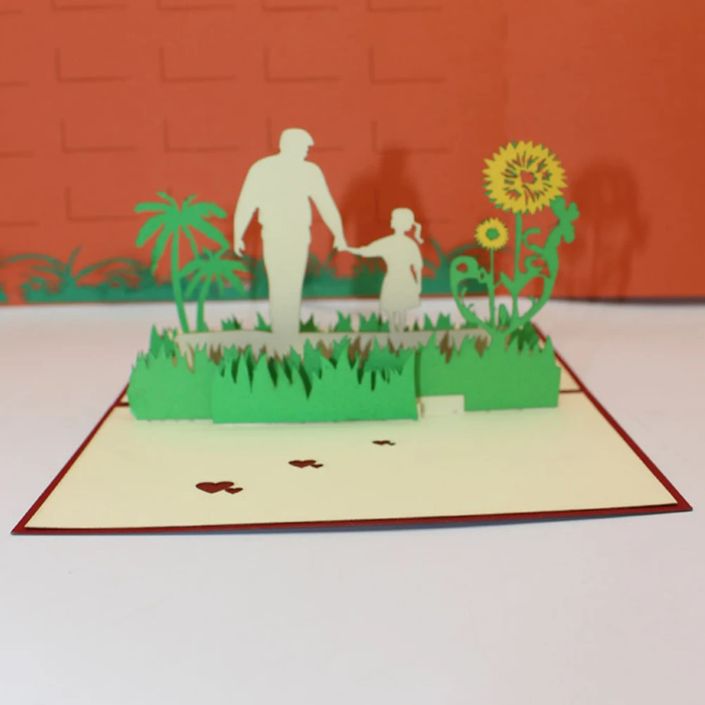 

3D приветствие ко Дню отца, креативное поздравление ручной работы с подсолнечником, экологически чистое персонализированное складное изделие из бумаги для