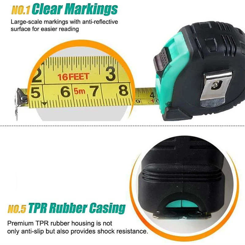 Pro'skit 3m/5m/7.5m Measuring Tape Measure Non-Slip Automatic Retraction Construction Site Measurement Manual Tool Tape Measure