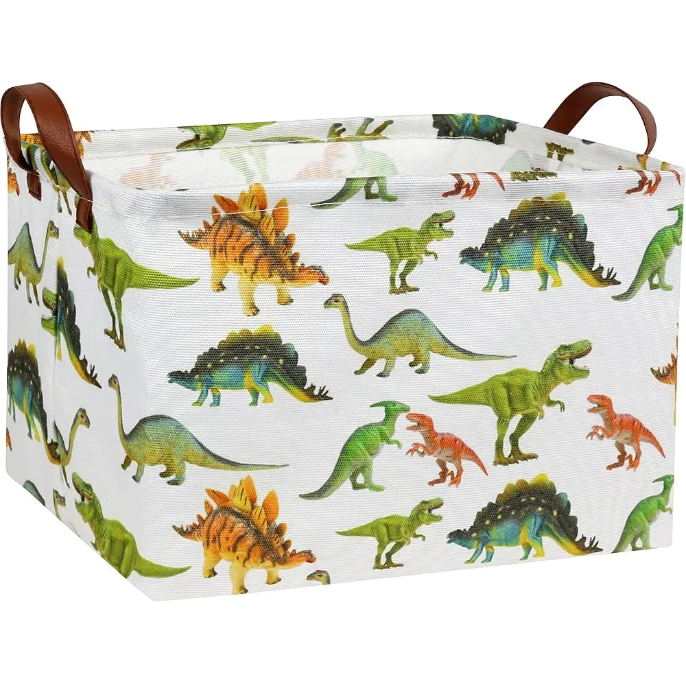 

Rectangular Dinosaur Basket Baby Kids Storage Basket For Boys Cute Toy Box Bin Organizer Book Shelf Dinosaur Room Decor(Toy