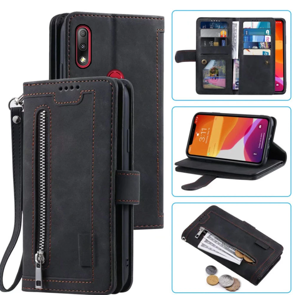 9 Cards Wallet Case For Zenfone Max Plus M2 Case Card Slot Zipper Flip Folio with Wrist Strap Carnival For Asus ZB634KL Cover