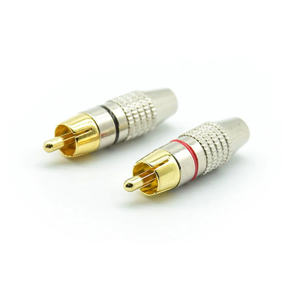 2pcs Gold RCA Male Plug Non Solder Connector Adapter for Audio Cable Video CCTV IP Camera Coaxial Cable Solder-Free Convertor B3