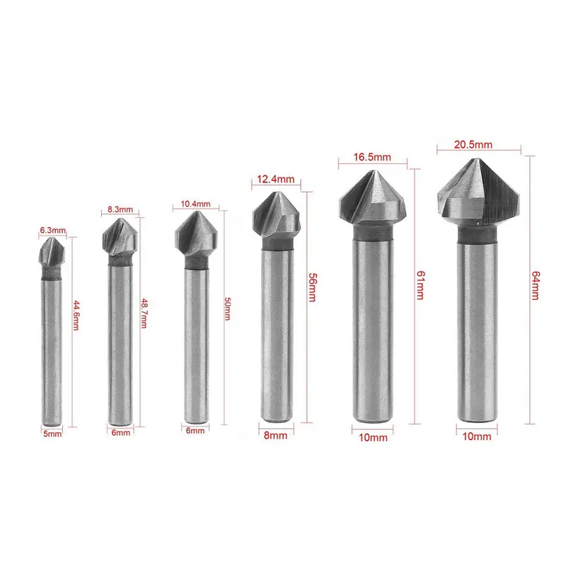 1PC 3 Flute Countersink Drill Bit 90 Degree Chamfering Tools Chamfer Cutter Drill Bits For Stainless Steel Aluminum Plate