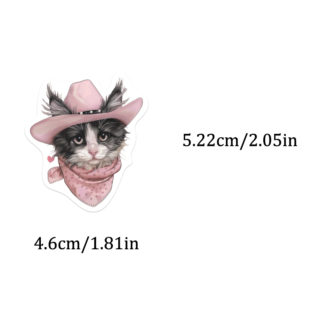 50PCS Cartoon Fashion Light Pink Howdy Cowgirls Sticker Cow Cat Cowboy Hat Boot Art Decoration Scrapbook Phone Case Gift Sticker