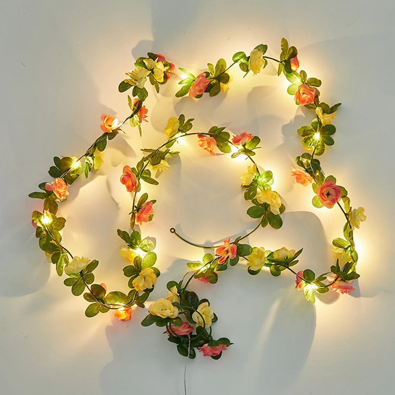 2.5m Artificial Flowers Rose Vine DIY Fake Plants Flower Spring Autumn Garden Arch Christmas Rattan Wedding Home Room Decoration