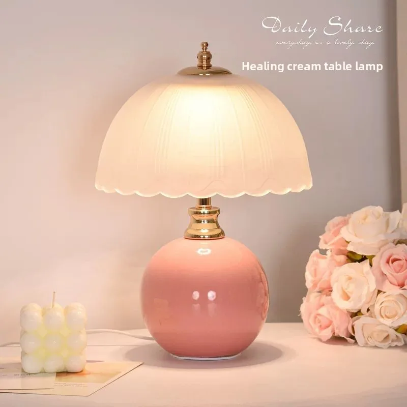 

Cream wind light luxury desk lamp bedroom 2025 wedding bedside table atmosphere happy creative warm night light