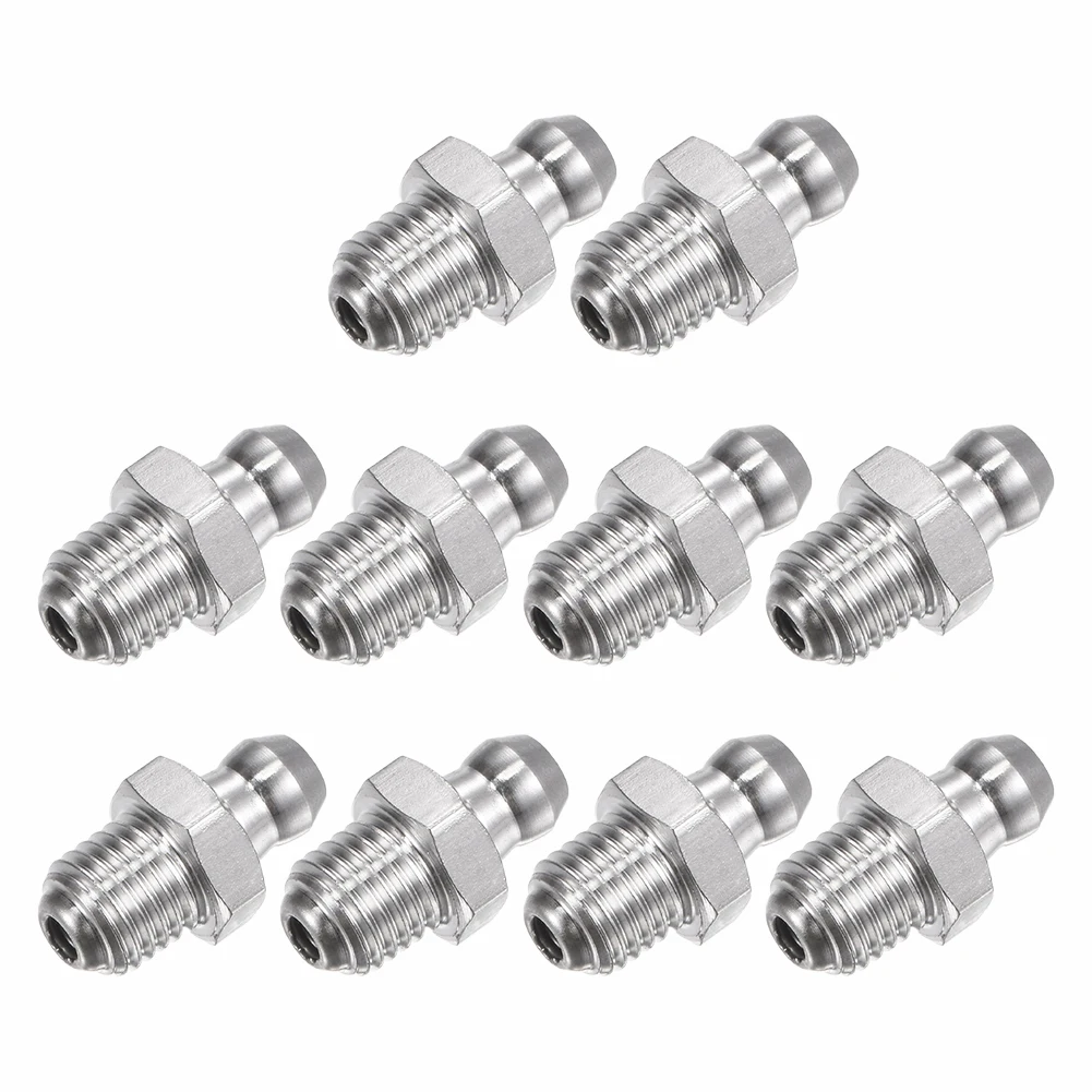 10pcs 201 Stainless Steel Straight Hydraulic Grease Fitting M8X1mm Thread Kit 18mm Height Grease Nipple Machine Tool Supplies