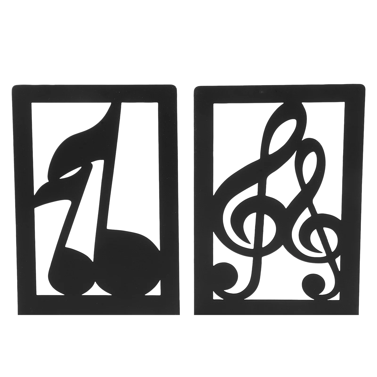 2 Pcs Iron Musical Note Bookends File Organizer Bookshelf Reading Hollow Out Metal Stand Desktop Holders