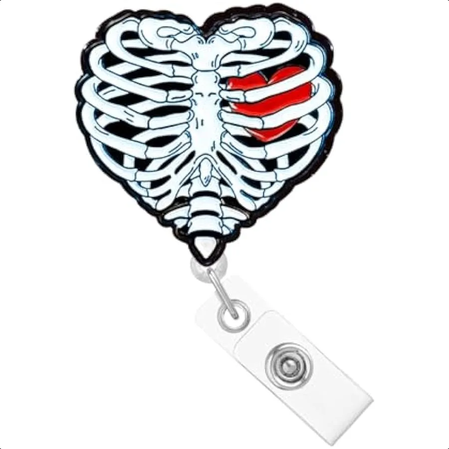 

Radiology Skeleton Heart Badge Reel Retractable Funny Radiologist Orthopedic Nursing ID Badge Holder with Alligator Clip Acryl