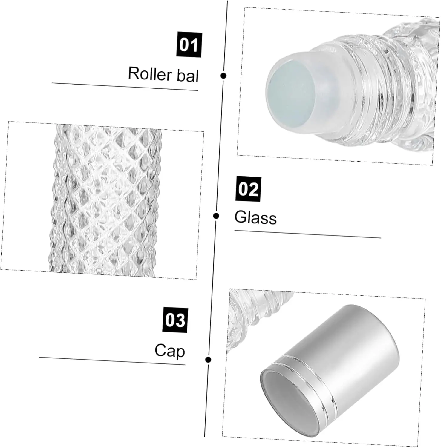 5PCS 10ML Glass Roller Bottles for Essential Oils Empty Refillable Clear Bottle Leak-Proof Massage Roll On Containers New