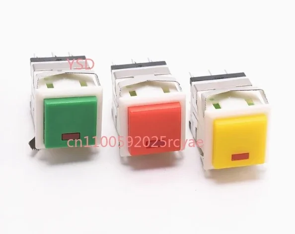 5PCS Latching KD2-21 Square Push Button Switch Wtih LED Indicator Self-locking switch 8PIN 3A/250V 6A/125V 2NO2NC