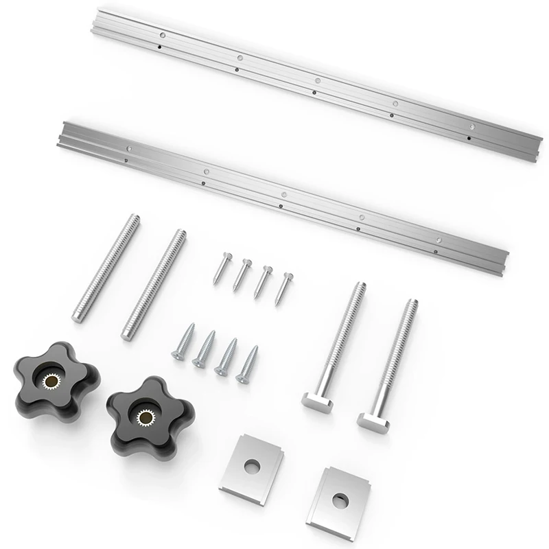 

Aluminum Alloy 2 In 1 Combo Universal T Tracks Miter Miter Slot Rails with with Predrilled Mounting Holes and Accessories