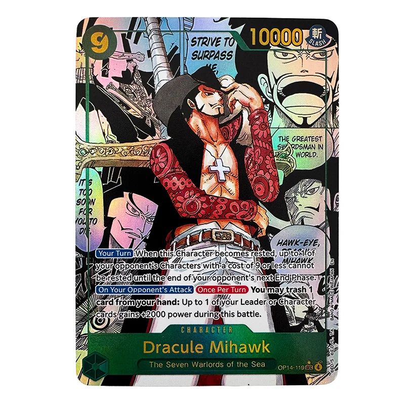 7pcs/set Anime One Piece English Version Manga OPCG OP13 OP14 Replica Ace Luffy Sabo Mihawk Game Anime Collection Cards