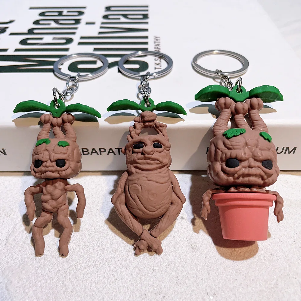 Hogwarts School of Witchcraft New Mandrake Key Chain Mandrake Decoration Pvc Key Chain Halloween Car Backpack Pendant