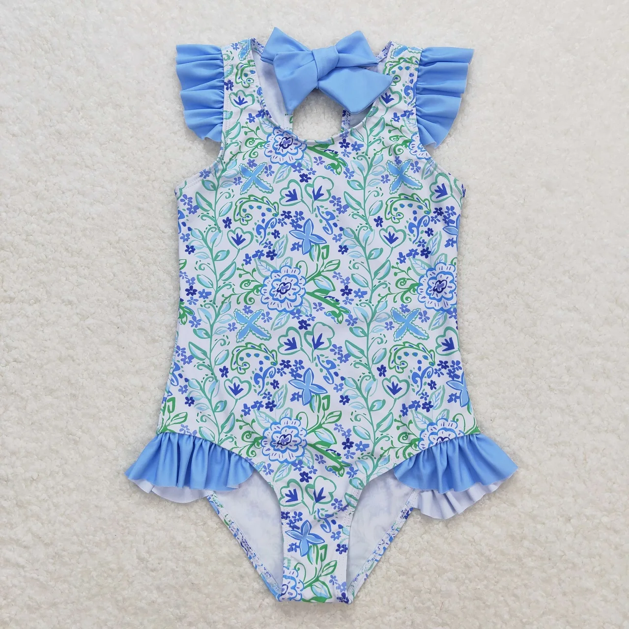 Wholesale Baby Girl One Piece Sleeveless Swimming Suit Children Toddler Summer Inner Floral Duck Camo Swimwear Infant Swimsuit