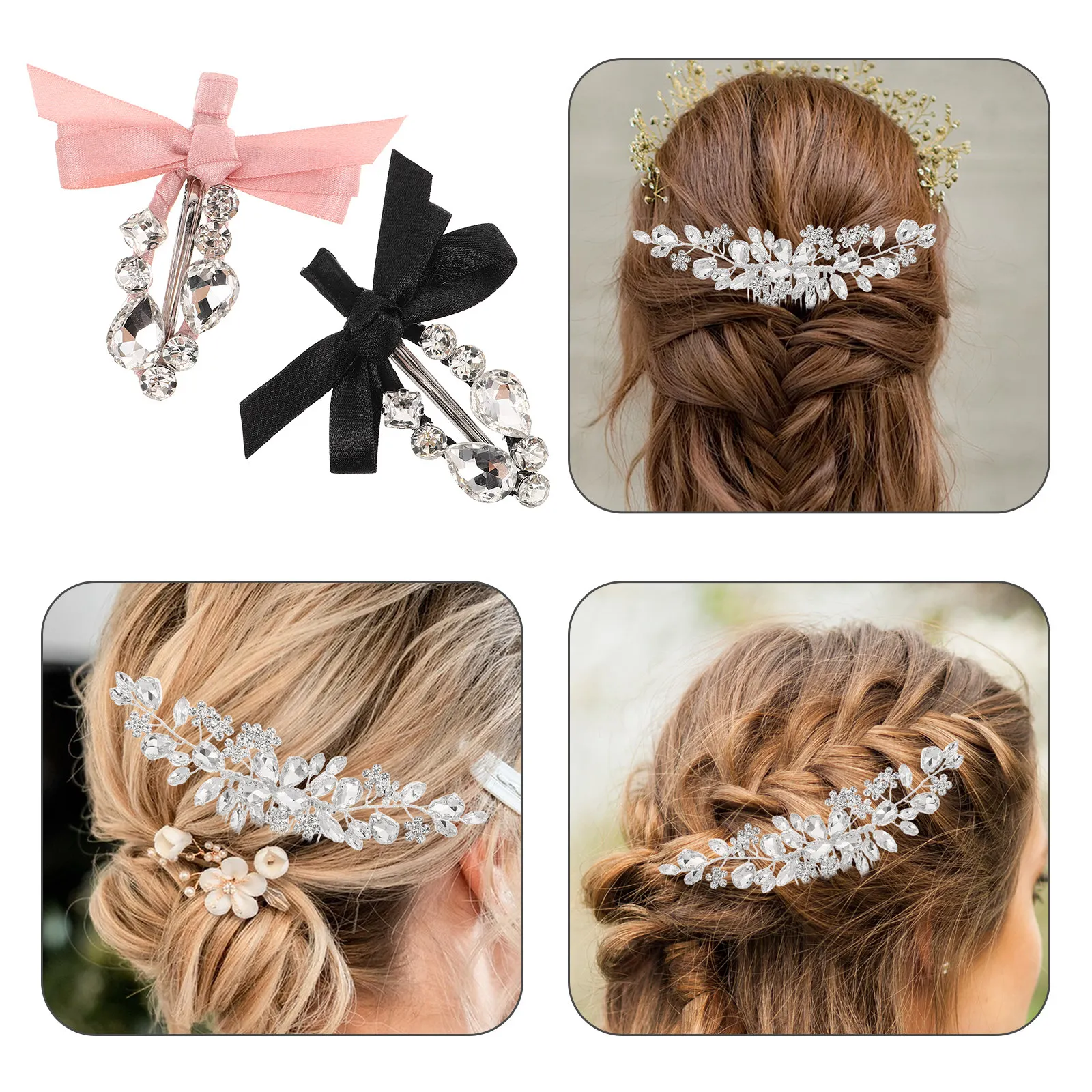 Crystal Bridal Hair Comb Rhinestone Wedding Hair Accessories Bride Bridesmaid Flower Girl Silver Sparkling Hairpiece Party Photo