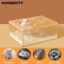 Hamster Bathroom with Cover House Sandbox Full Acrylic Transparent Urine Sand Basin Golden Bear Supplies Sand Bath Container