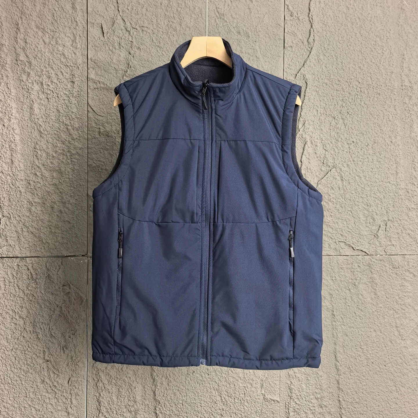 Double Sided Wearable American Casual Autumn and Winter Men's Fleece Stand Up Collar Thickened Windproof and Warm Vest