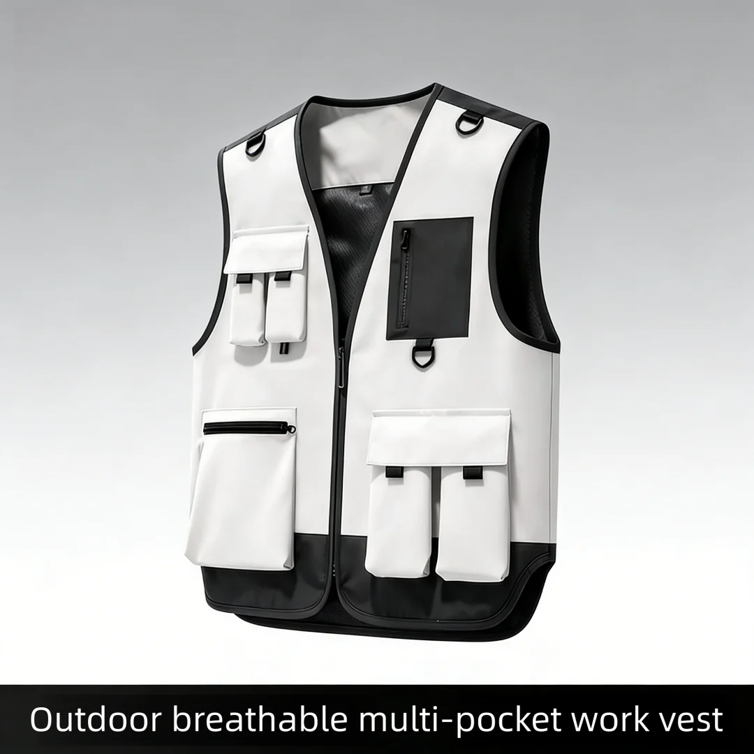 2026 Hi-Vis Work Vest Emergency Rescue Volunteer Logo Multi-Pocket Communication Outdoor Workwear
