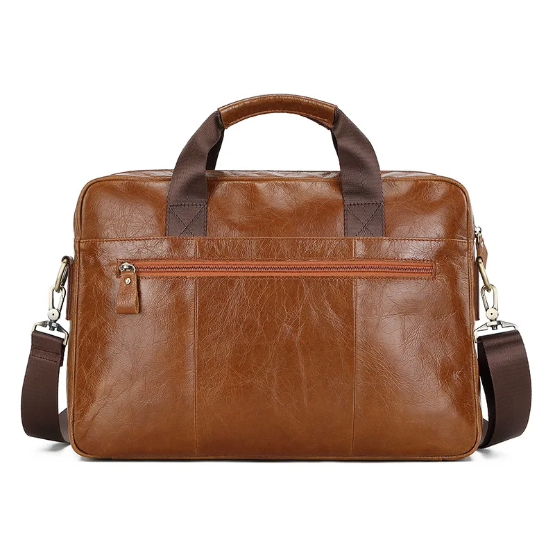 Genuine Leather Men Briefcase Tote Handbag Business Office 14 Inch Laptop Bag Male Casual Shoulder Messenger Bag High Quality