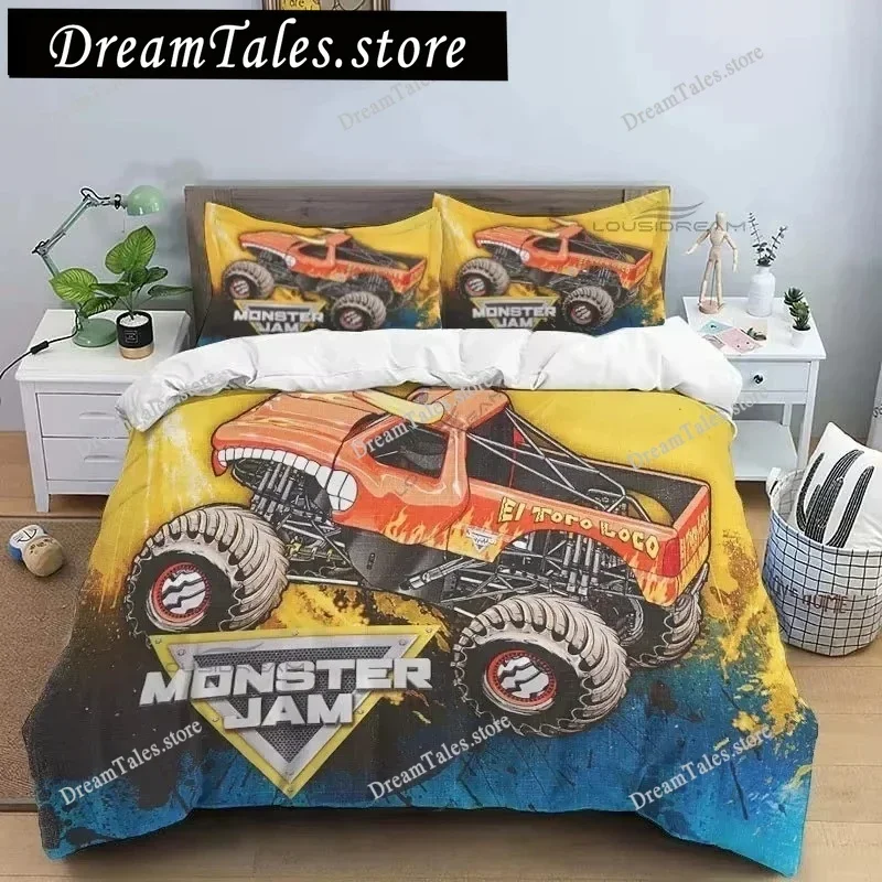3D Super Monster Truck Monster Jam Bedding Set Cute Quilt Cover Bed Cover With Pillowcase Twin Single Queen King Size Boys Adult