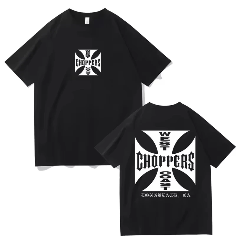 2026 Retro Chopper Motorcycle Style Double‑Sided Graphic T‑Shirt For Kids Adults Classic Biker Crew Neck Casual Short Sleeve Tee