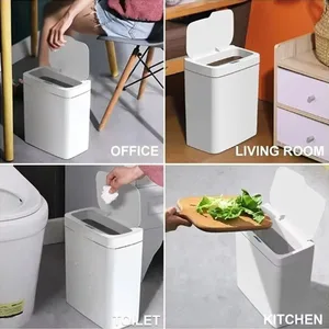 2025 New 15L Smart Trash Can Automatic Touchless Smart Sensor Sensing Trash Can Waterproof Bathroom Kitchen Bedroom Trash Can. 10 best sales garbage bin kitchen - №9