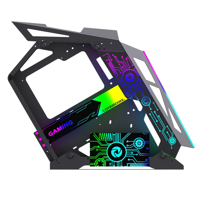 Lovingcool New Design Special-Shaped MATX Gaming PC Case Computer CPU Server Cabinet Chassis With Tempered Glass Steel Panel
