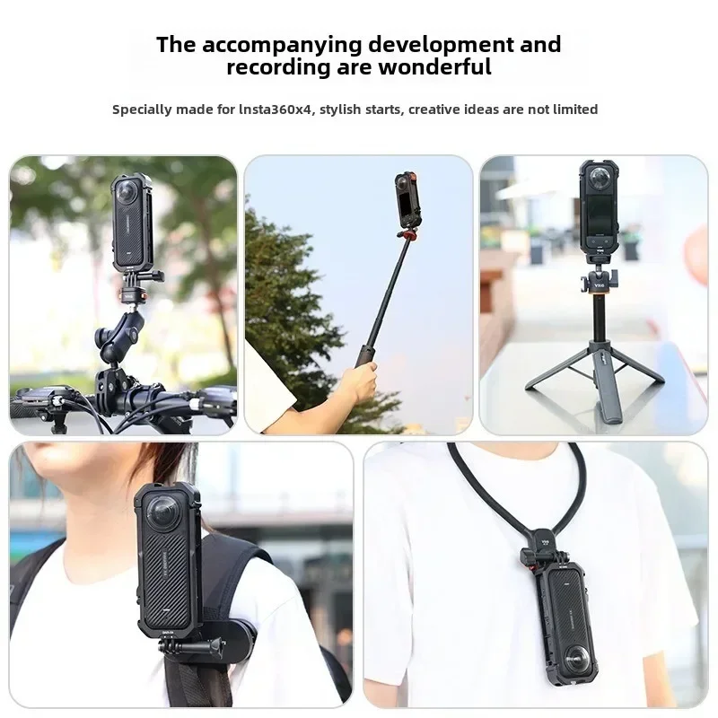 Insta360 X4 Camera Cage Metal Protective Action Camera Rig for insta360 X4 Extend Mic Video Light VRIG model GA-01 compatible