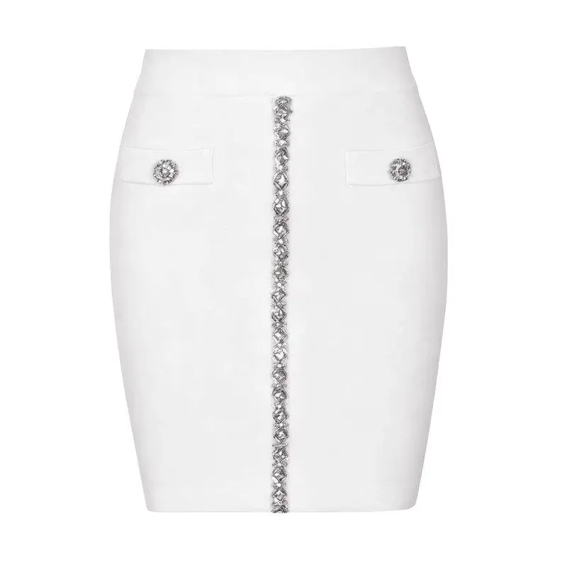 

High-End Quality Short Knitted Half Skirt for Women Summer New Style Fashion Heavy Drill Lady Wind Bodycon Skirt mid Waist