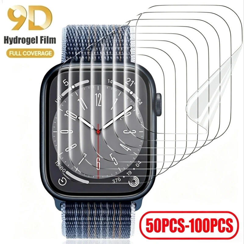 100PCS Hydrogel Film For Apple Watch 5 6 SE 38 44mm 40mm Screen Protector For Apple Watch Ultra 49MM 7 8 9 41 45mm 11 10 42 46mm